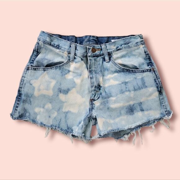 𝅺Vintage Cutoff High Waist American Flag Bleached Shorts Denim Cutoffs Size 3 - Picture 1 of 6